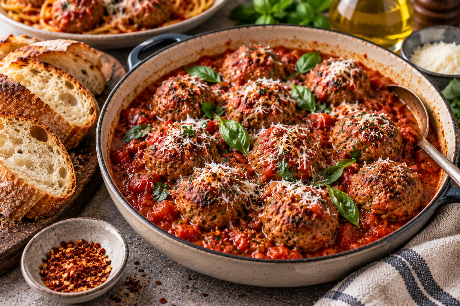 Beef & Pork Meatballs in Tomato Sauce