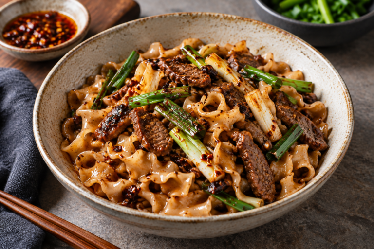 Chilli Beef & Spring Onion Knife-Cut Noodles