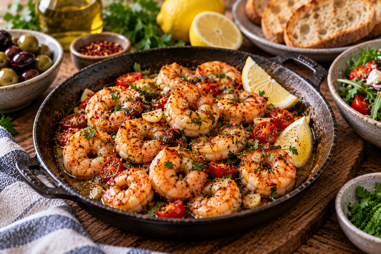 Garlic Lemon Paprika Prawns Penne